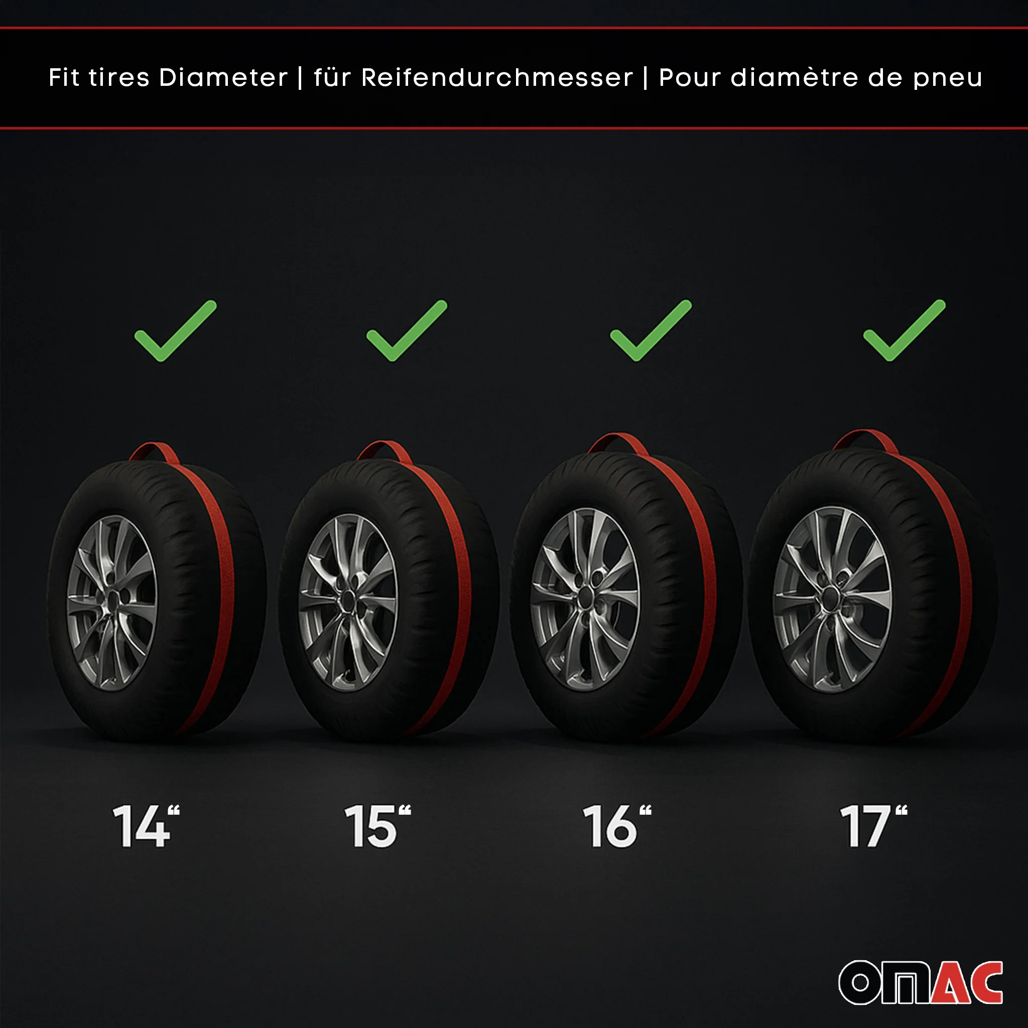 4 Pcs 14''-17" Car Spare Tire Cover Wheel Storage Bag Auto Protector Accessories - Image 3