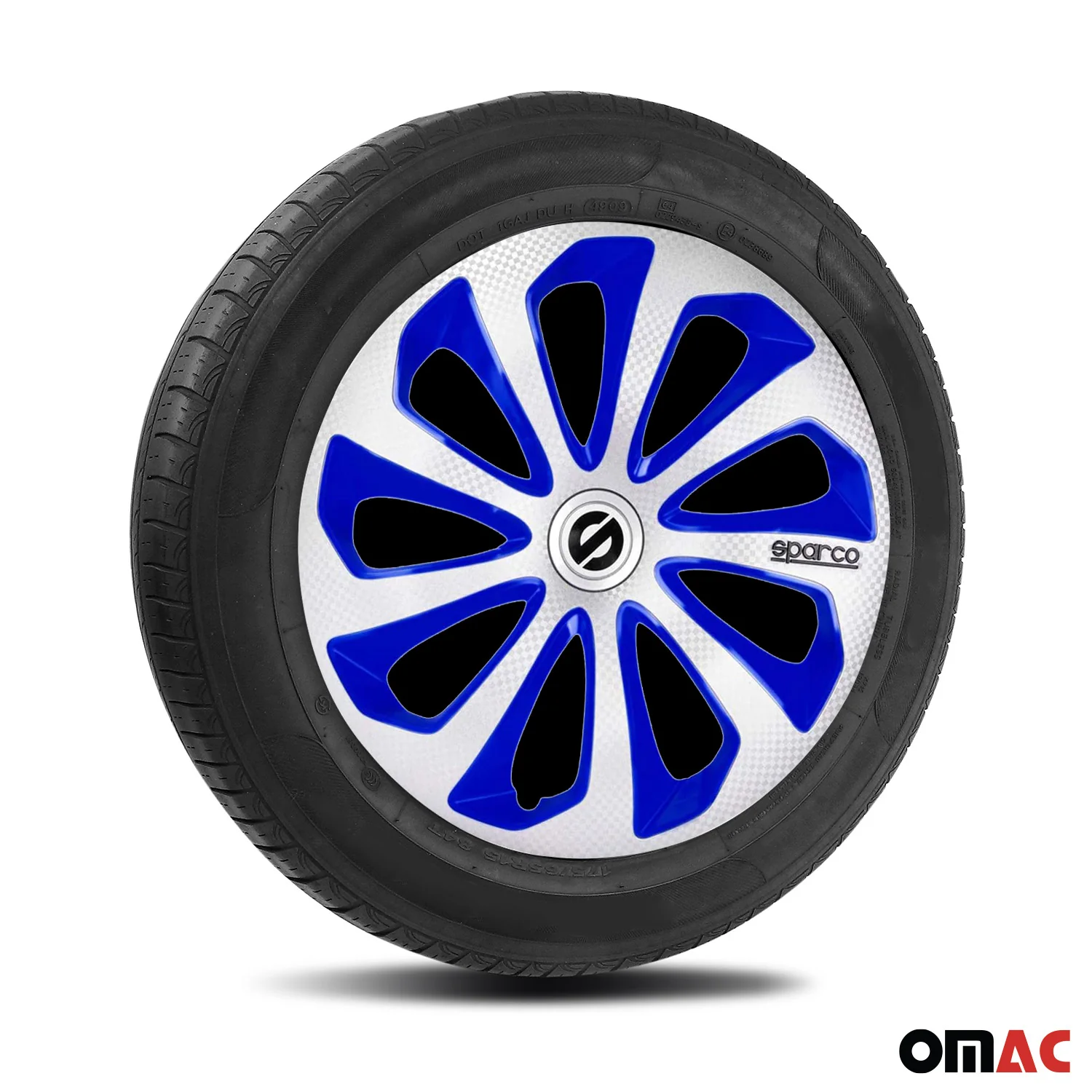 Sicilia Hub Caps Wheel Cover 14" Silver & Blue Carbon Full Set 4 pcs. - Image 5