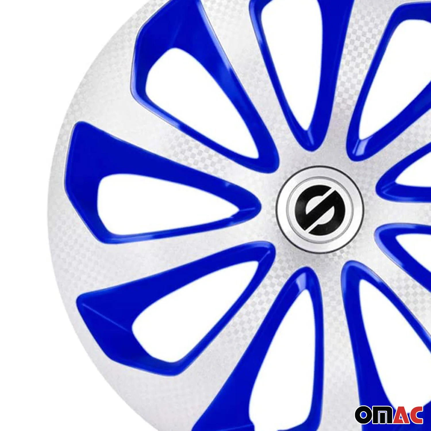 Sicilia Hub Caps Wheel Cover 14" Silver & Blue Carbon Full Set 4 pcs. - Image 7