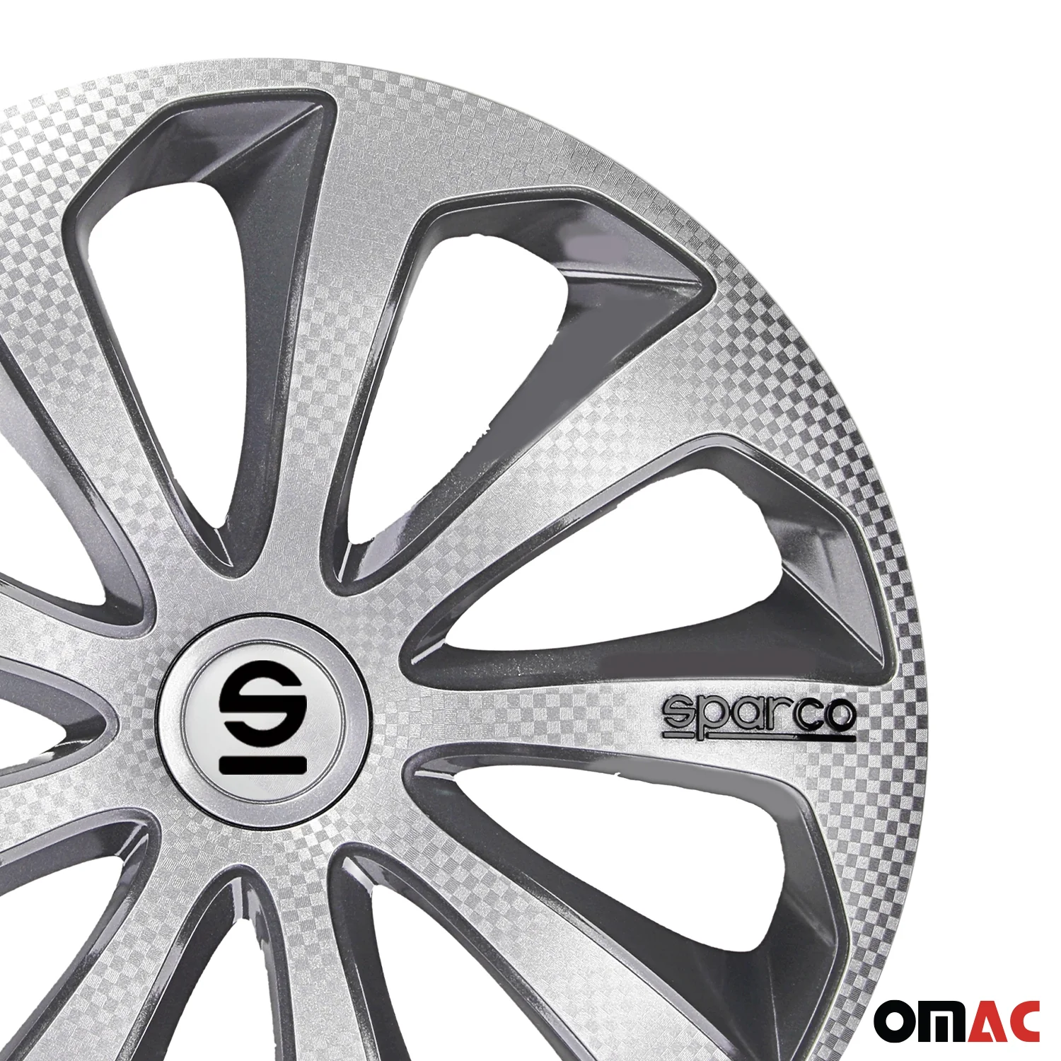 Sicilia Hub Caps Wheel Cover 14" Silver Carbon & Grey Full Set 4 pcs. - Image 7