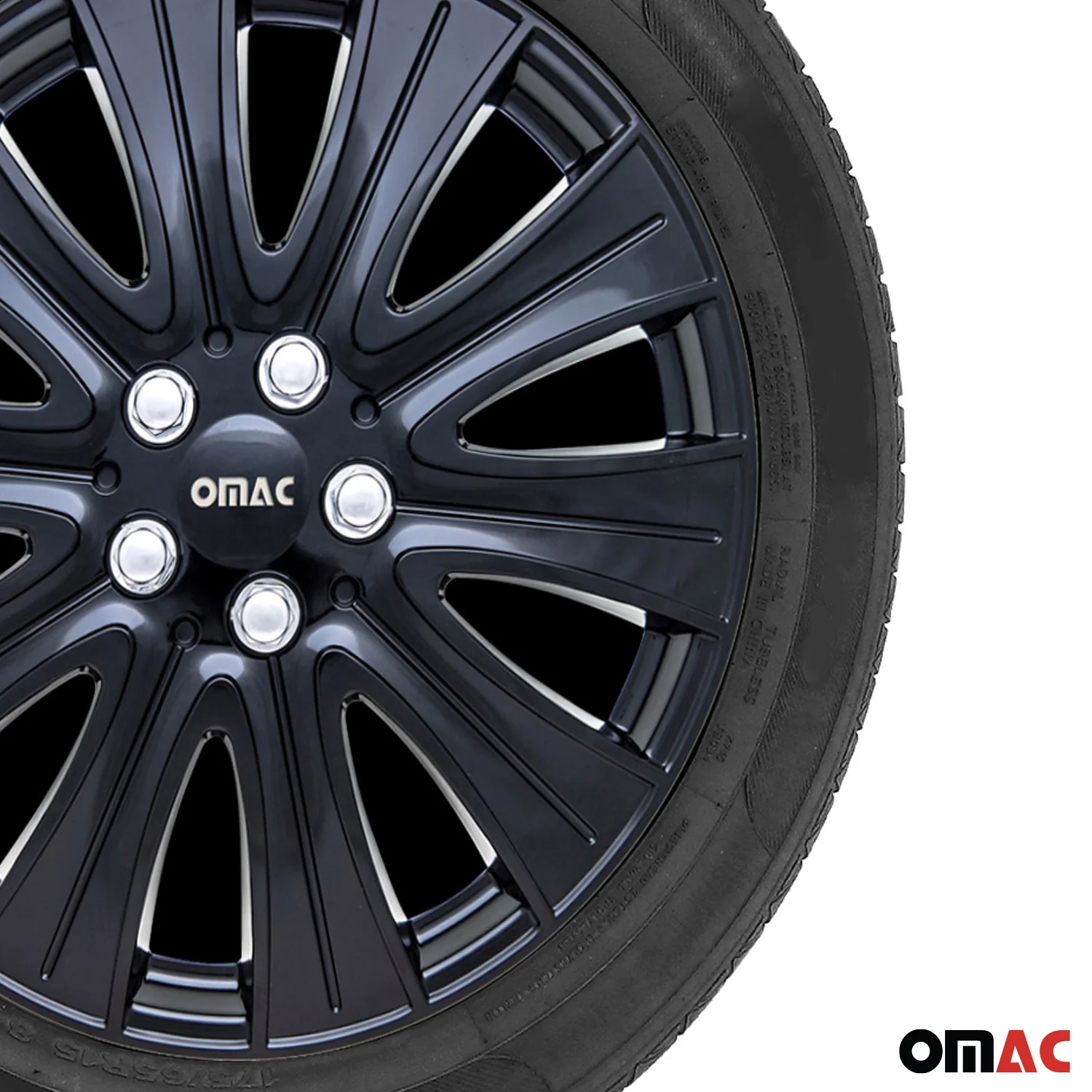 Pisa Hub Caps Wheel Cover 15" Gloss Black & Silver Full Set 4 pcs. - Image 9