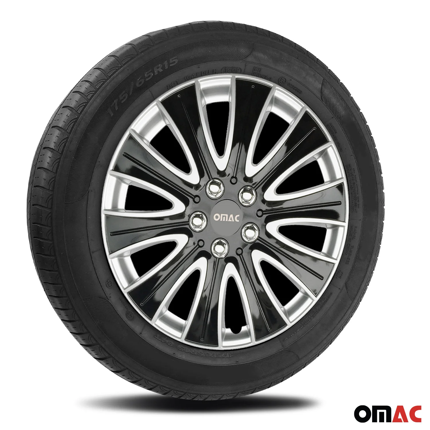 Pisa Hub Caps Wheel Cover 15" Black & Silver Full Set 4 pcs. - Image 5