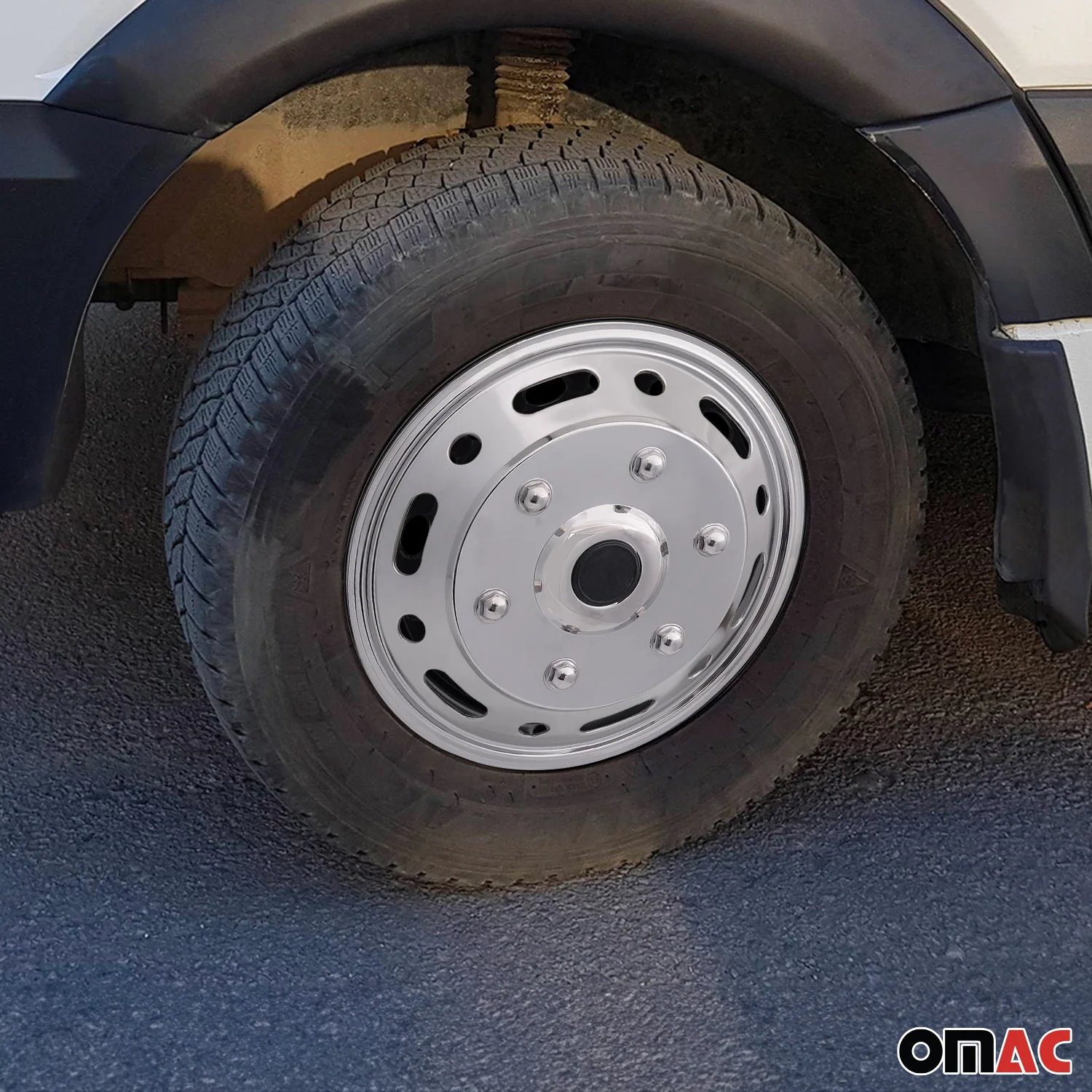 Chevrolet Express Wheel Simulator Hubcaps Front Chrome Silver Steel - Image 2