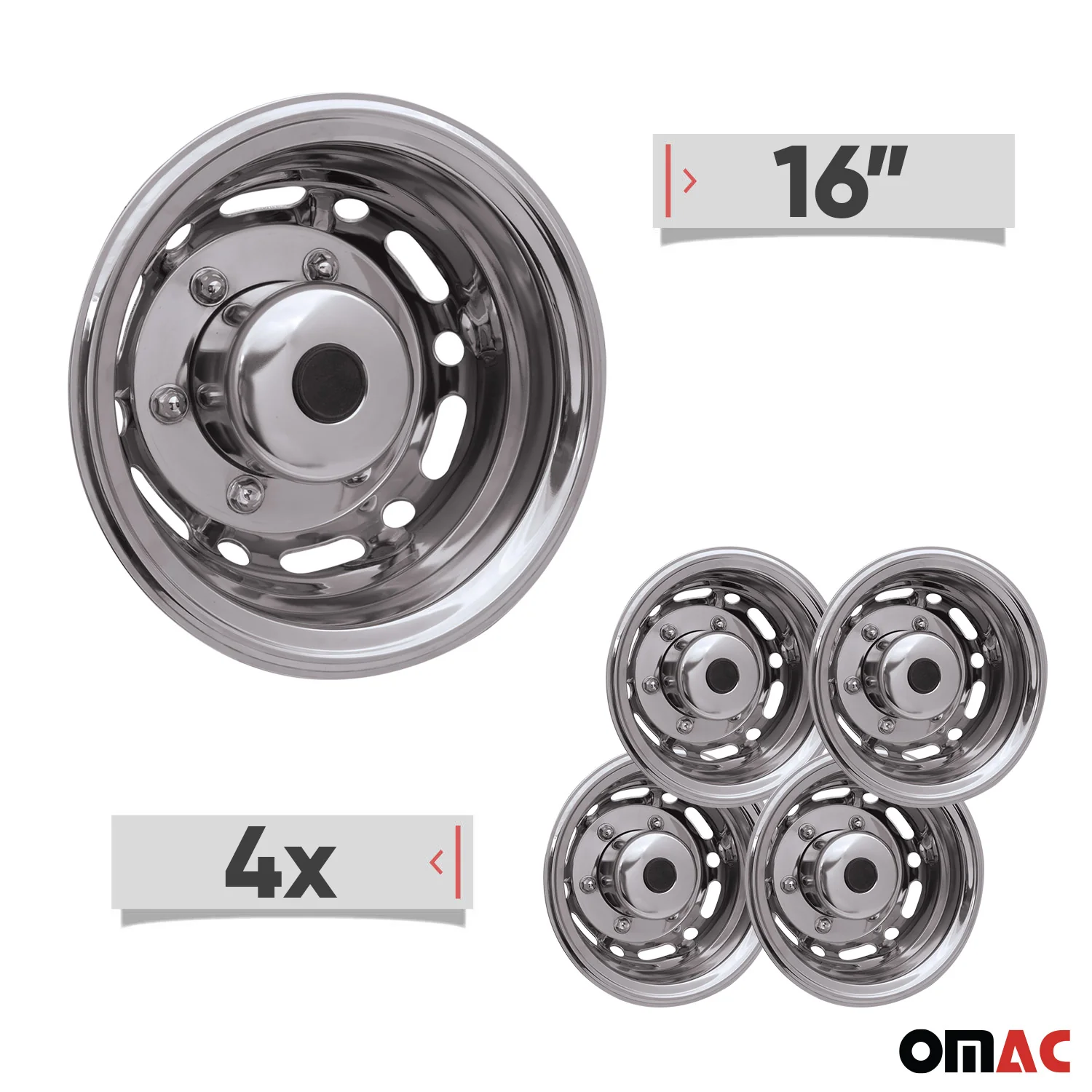 Nissan NV200 16" Dual Wheel Simulator Hubcaps Chrome Silver 2Pcs - Image 3
