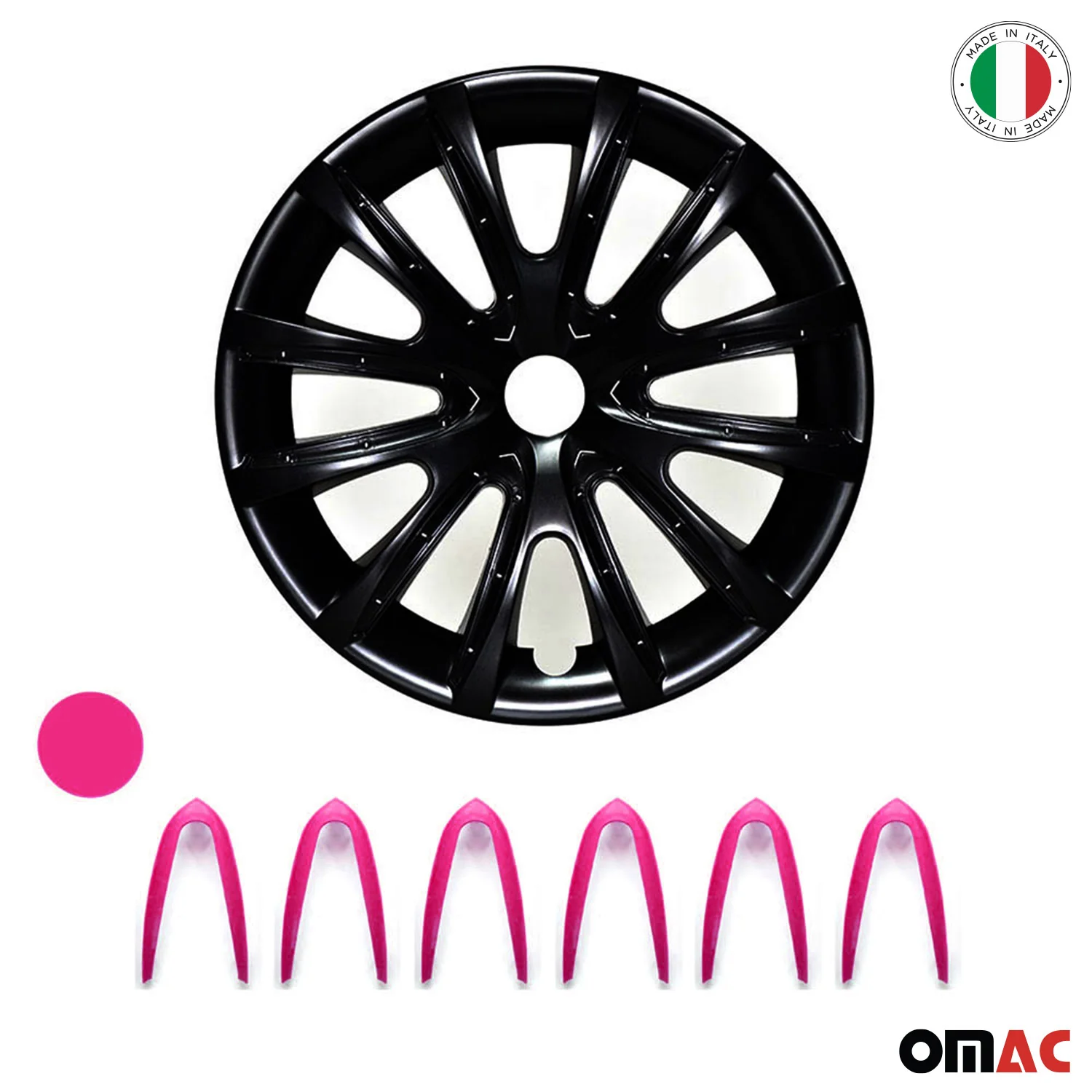 16" Inch Hubcaps Wheel Rim Cover Glossy Black with Violet Insert 4pcs Set - Image 6