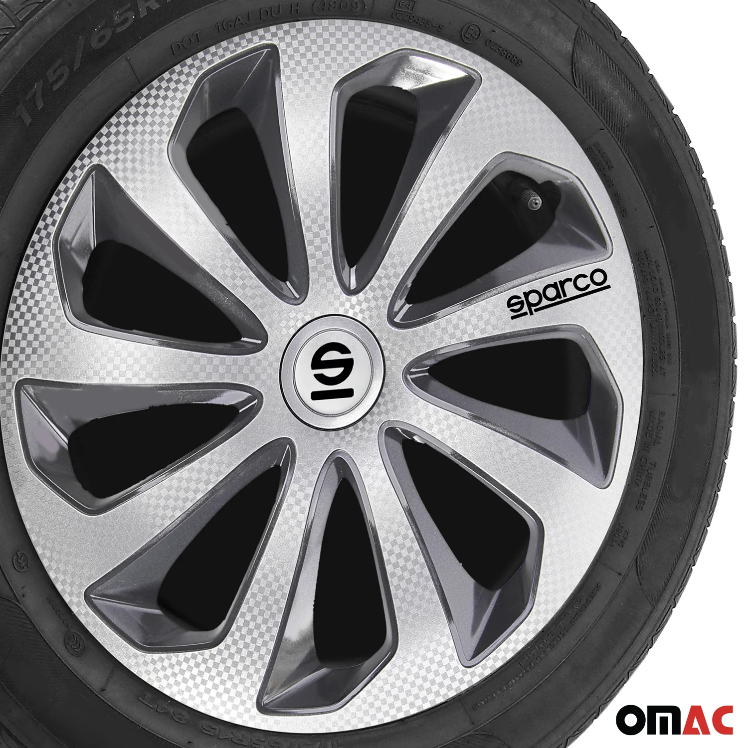 Sicilia Hub Caps Wheel Cover 16" Silver Carbon & Grey Full Set 4 pcs. - Image 5