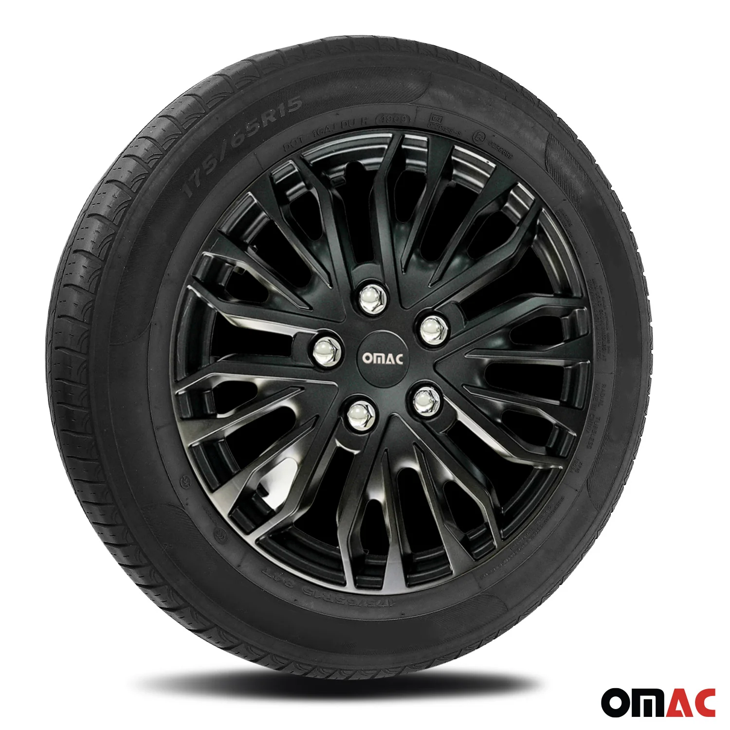 Rimini Hub Caps Wheel Cover 16" Matt Black & Grey Full Set 4 pcs. - Image 5
