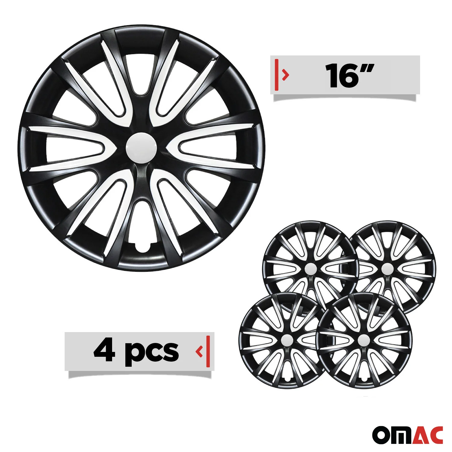 16" Wheel Covers Hubcaps for Subaru Impreza Black White Gloss - Image 3