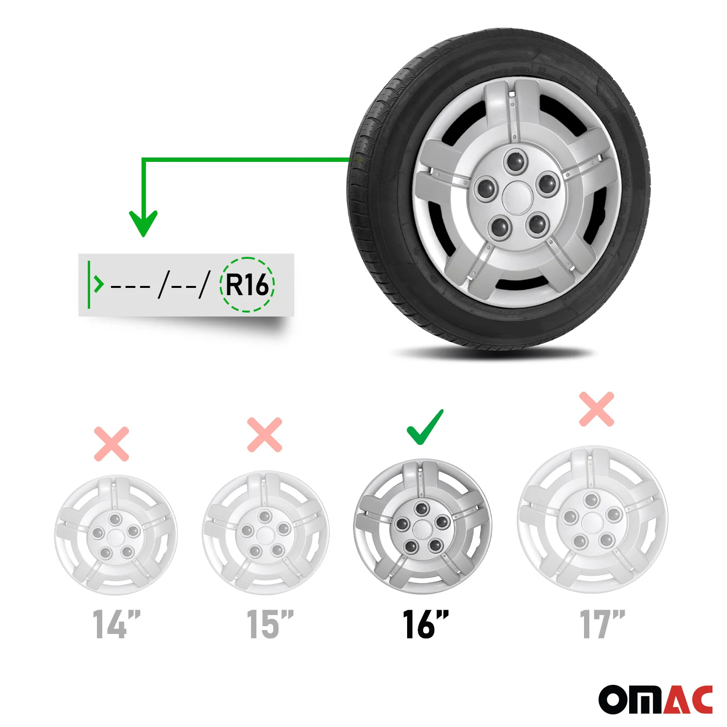Arizona Hub Caps Wheel Cover 16'' Silver Full Set 4 pcs. - Image 3