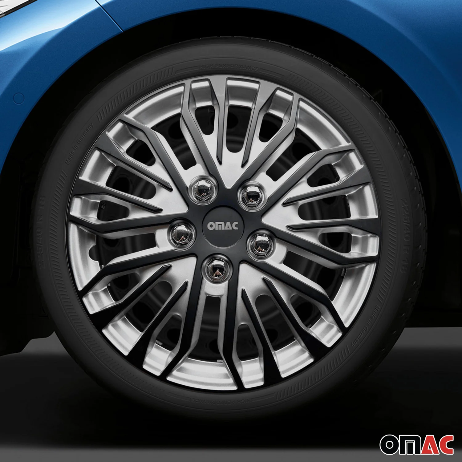 Rimini Hub Caps Wheel Cover 17" Grey & Matt Black Full Set 4 pcs. - Image 2