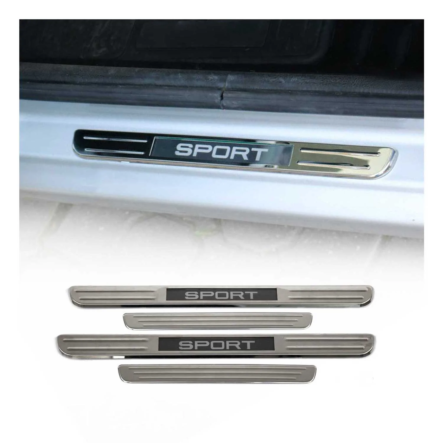 Ford Focus Fiesta Door Sill Scuff Plate Illuminated Sport Stainless Steel Silver 4 Pcs