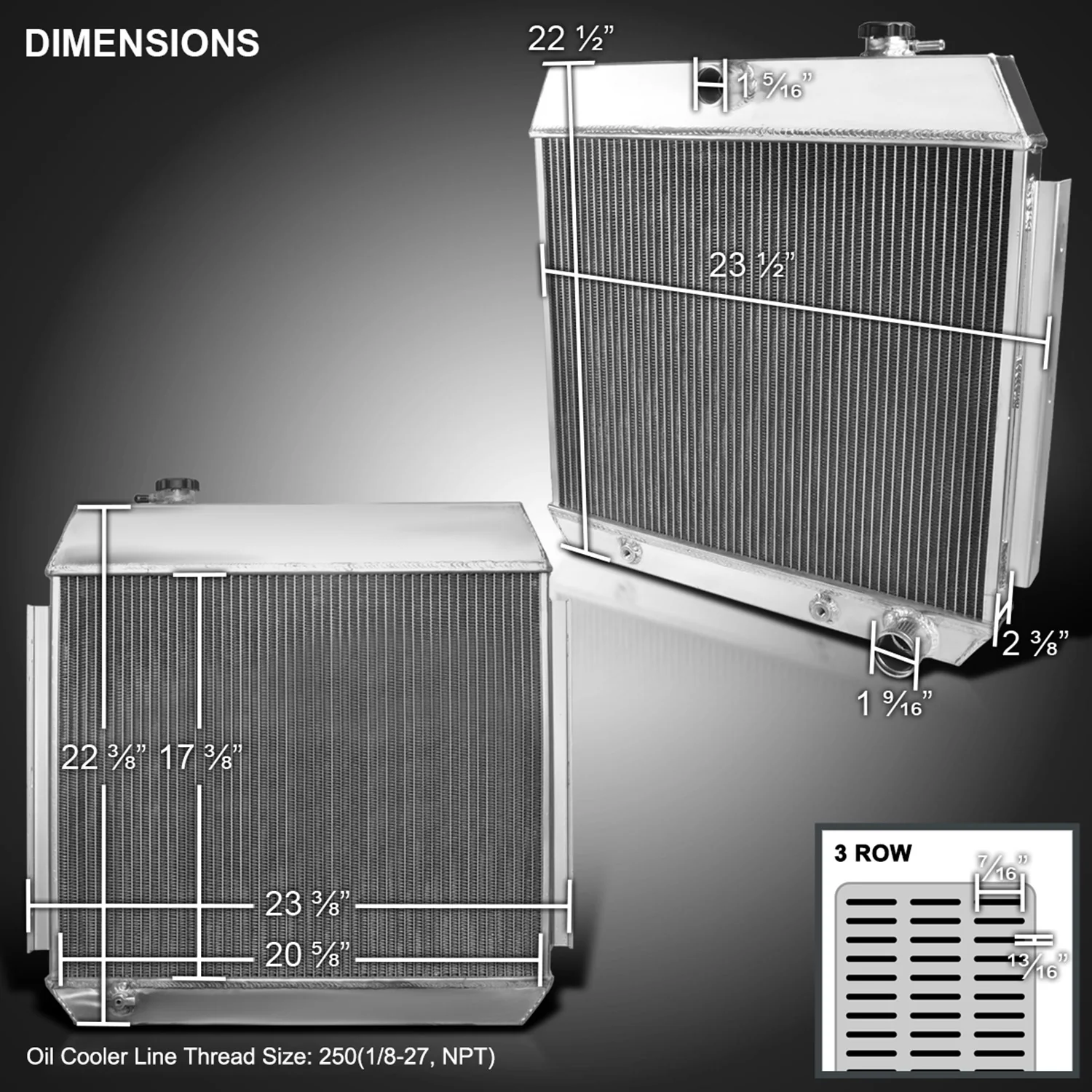 1955-1957 Chevrolet Bel Air Del Ray V8 MT Alu 3-Row Performance Radiator - Image 9