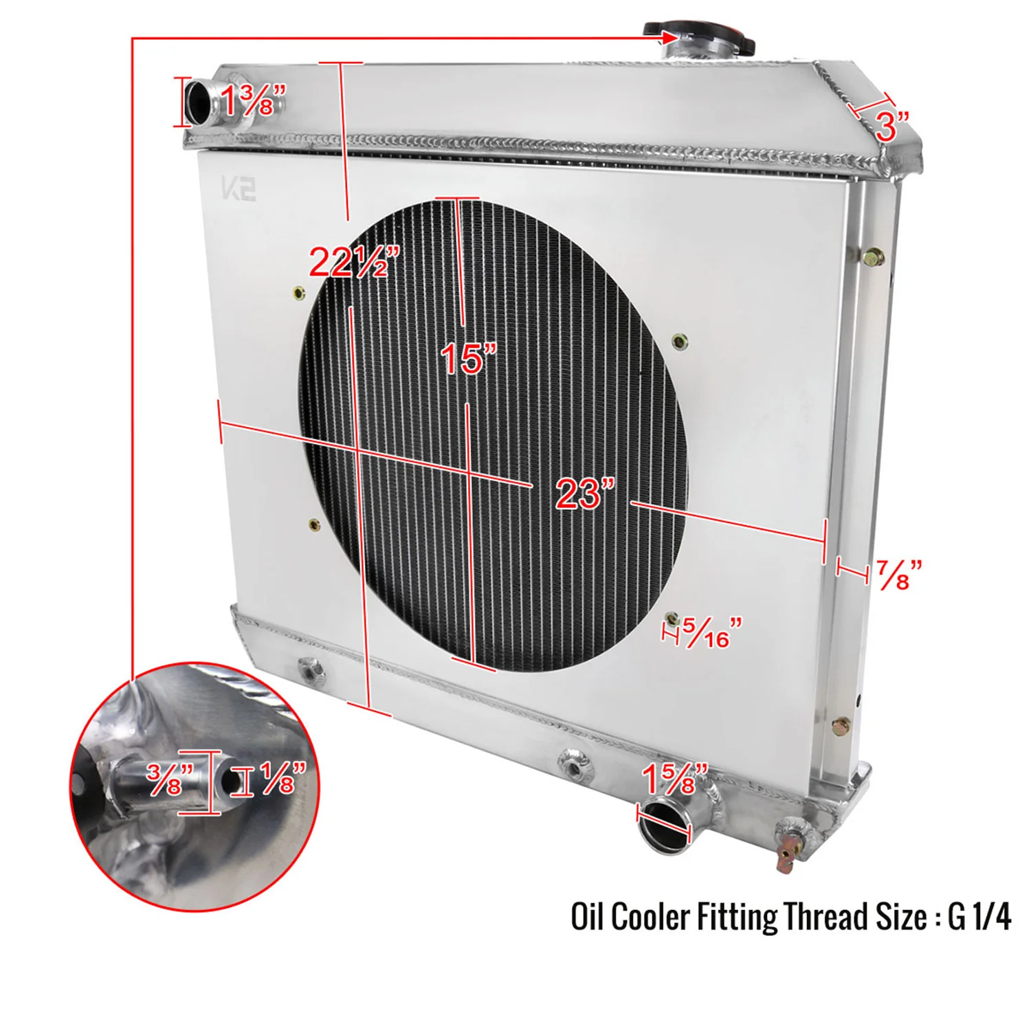 1963-1966 Pontiac Bonneville V8 3 Row Core Radiator with Fan Shroud - Image 2