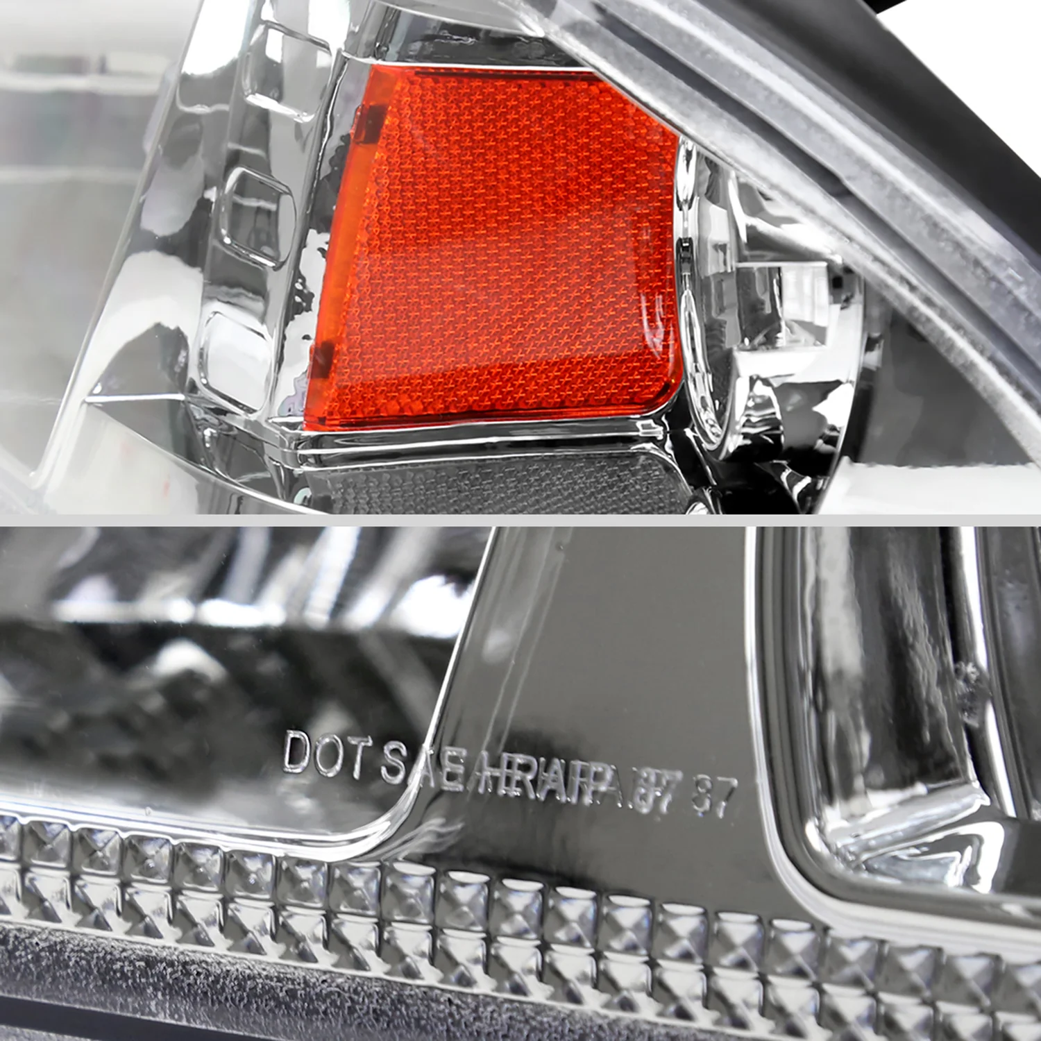 1987-1993 Ford Mustang Crystal Headlights Chrome Housing/Clear Lens - Image 6