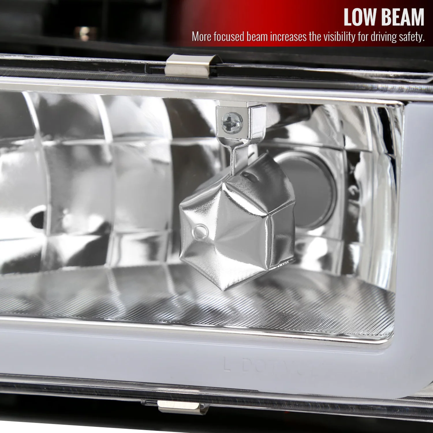 1988-1993 Chevy C10 C/K Sierra Tahoe LED Tube Factory Headlights Chrome - Image 3