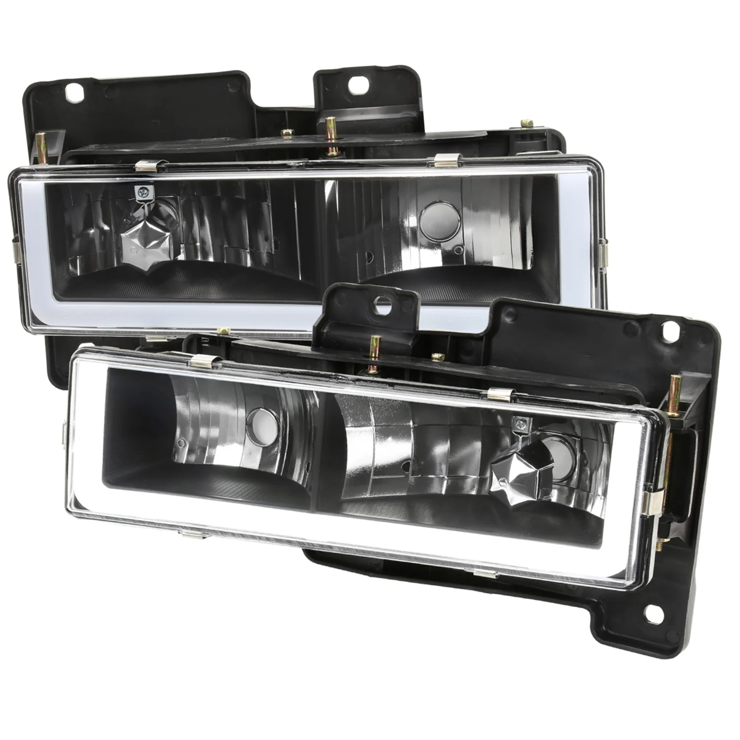 1988-1998 Chevy C/K C10/Tahoe/Sierra/Yukon/Suburban LED Headlights Matte Black