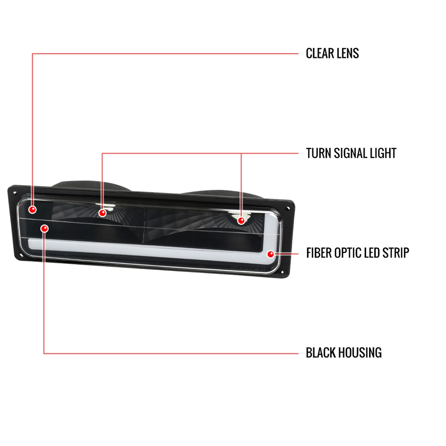 1988-1998 Chevy/GMC C10 C/K LED Strip Bumper Corner Signal Lights Matt Black - Image 8