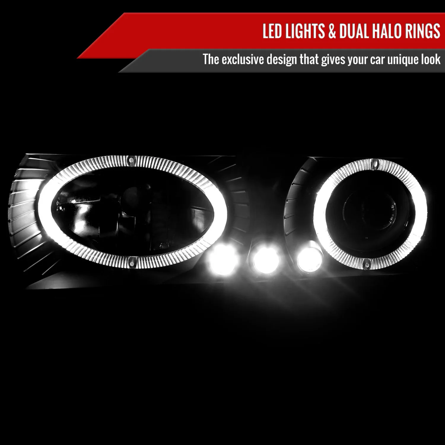 1988-1999 Chevy C/K C10/Blazer/Tahoe/Sierra/Silverado Dual Halo Headlights - Image 2