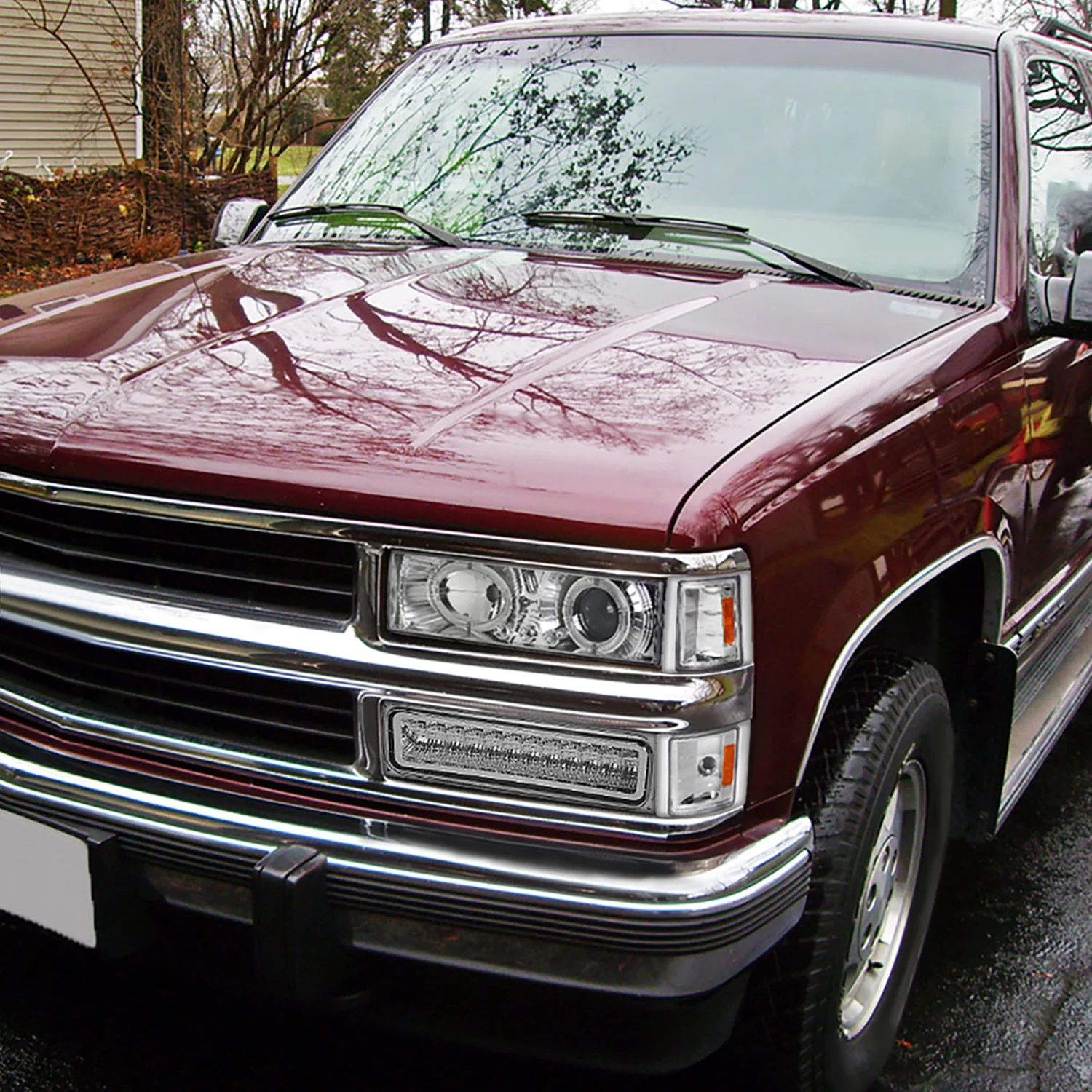 1988-1999 Chevy C/K C10/Blazer/Tahoe/Yukon Dual Halo Headlights Chrome - Image 10