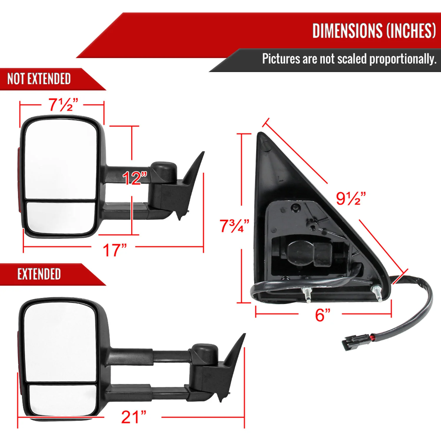1988-2002 Chevy C/K C3500/Tahoe Yukon/Suburban Manual Towing Mirrors Amber - Image 8