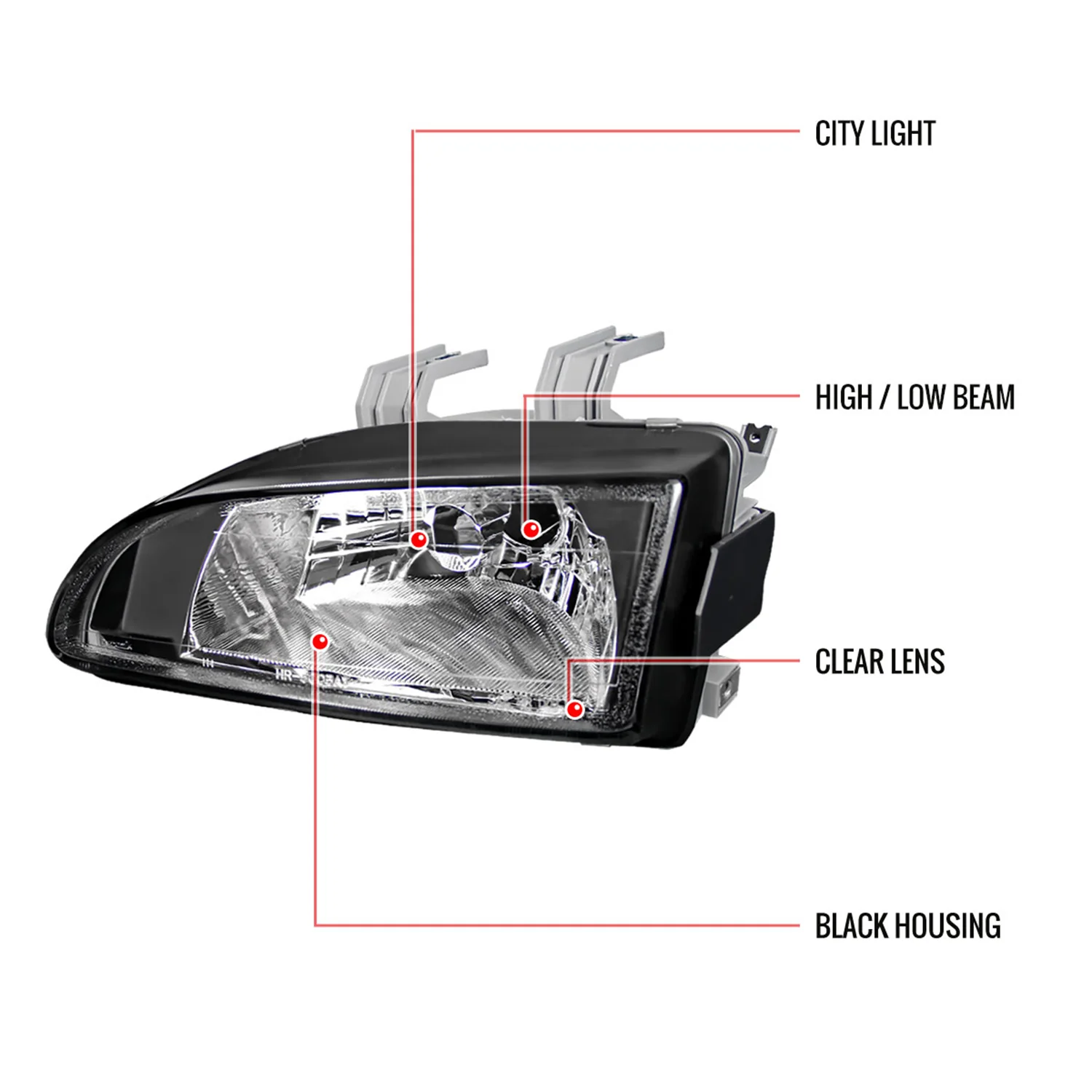 1992-1995 Honda Civic Factory Style Crystal Headlights Matte Black/Clear Lens - Image 8
