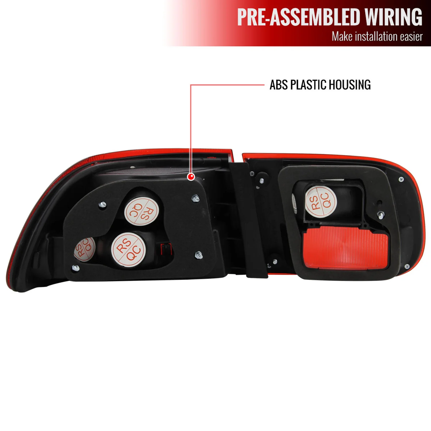 1992-1995 Honda Civic Tail Lights Chrome Housing/Red Clear Lens - Image 8