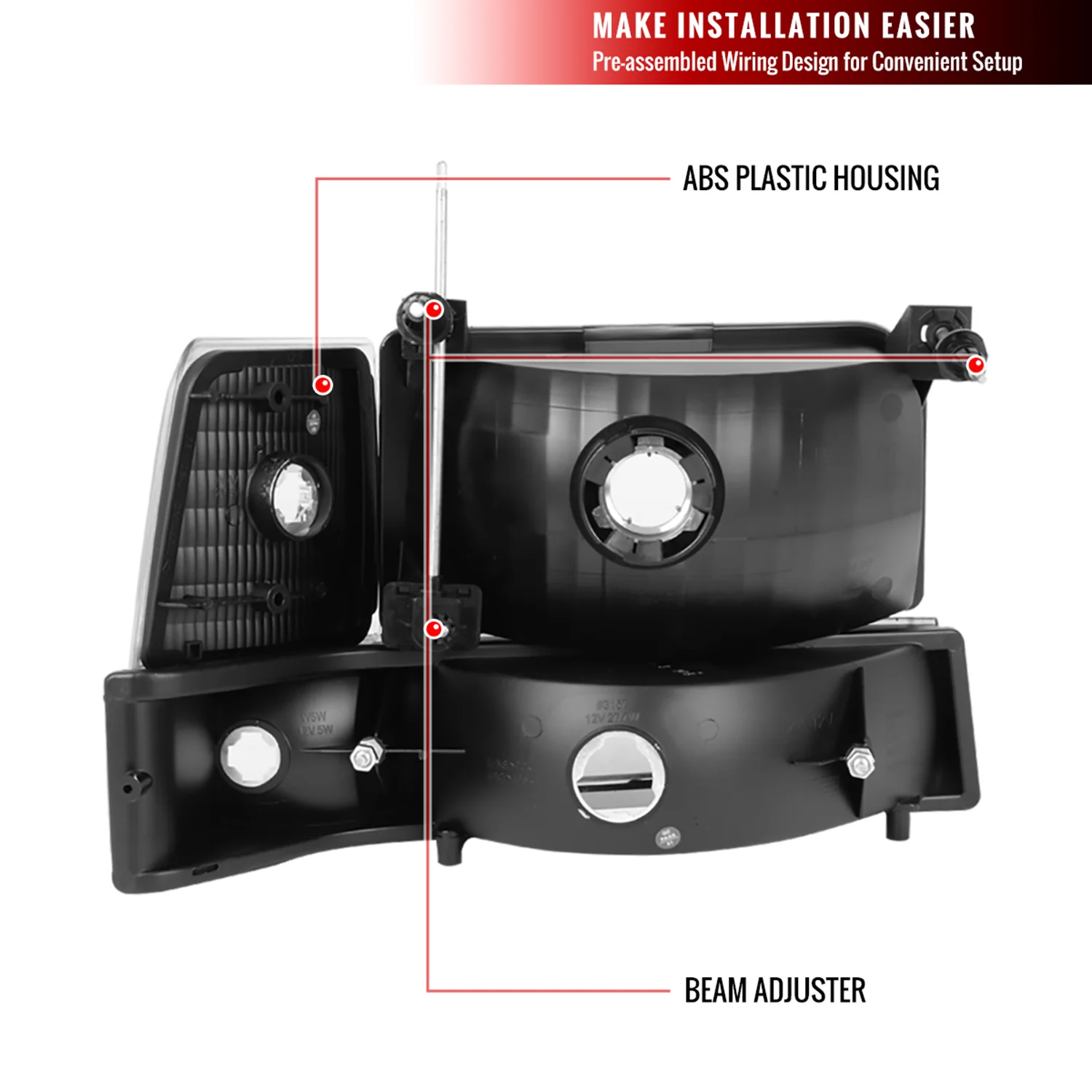 1992-1996 Ford F-150/F-250/Bronco Factory Headlights Bumper&Corner Chrome - Image 9