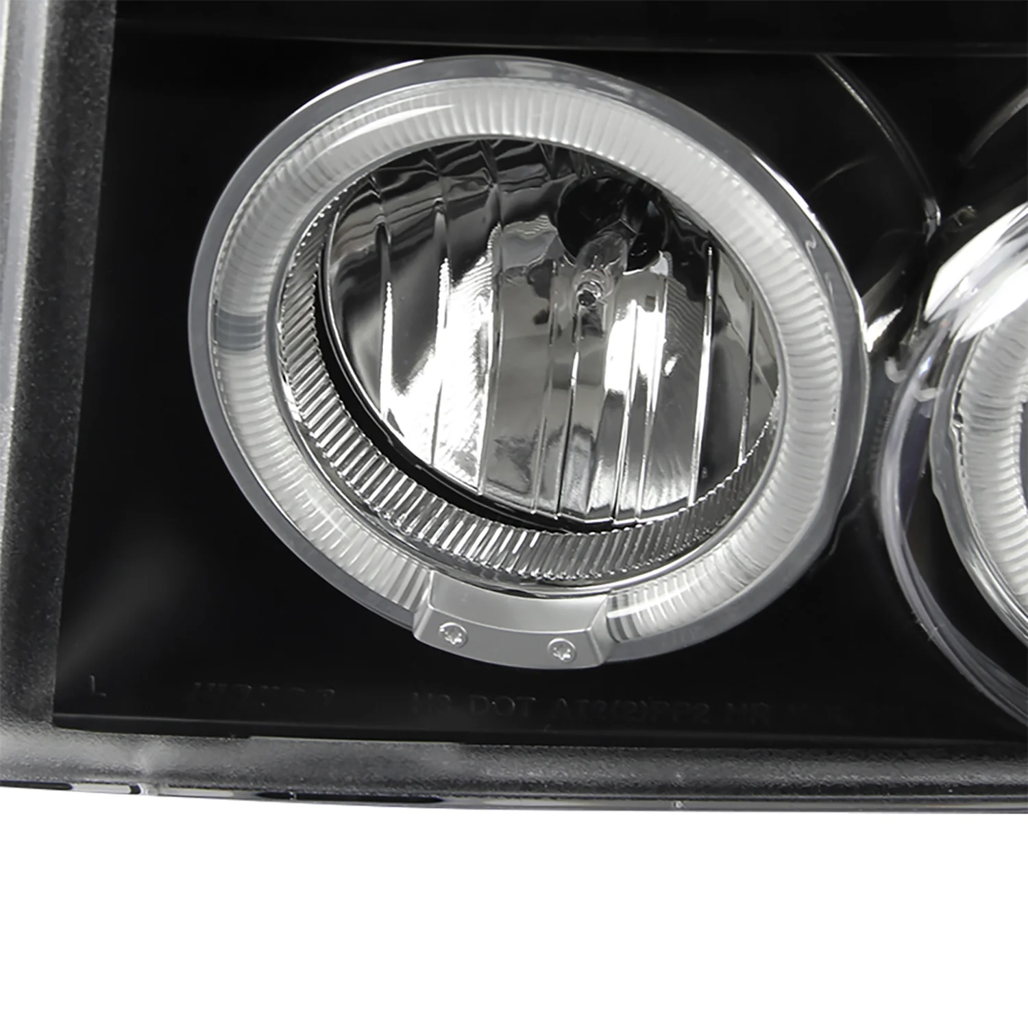 1992-1996 Ford F-150 F-250 F-350 Bronco Dual Halo Headlights - V2 Black - Image 6