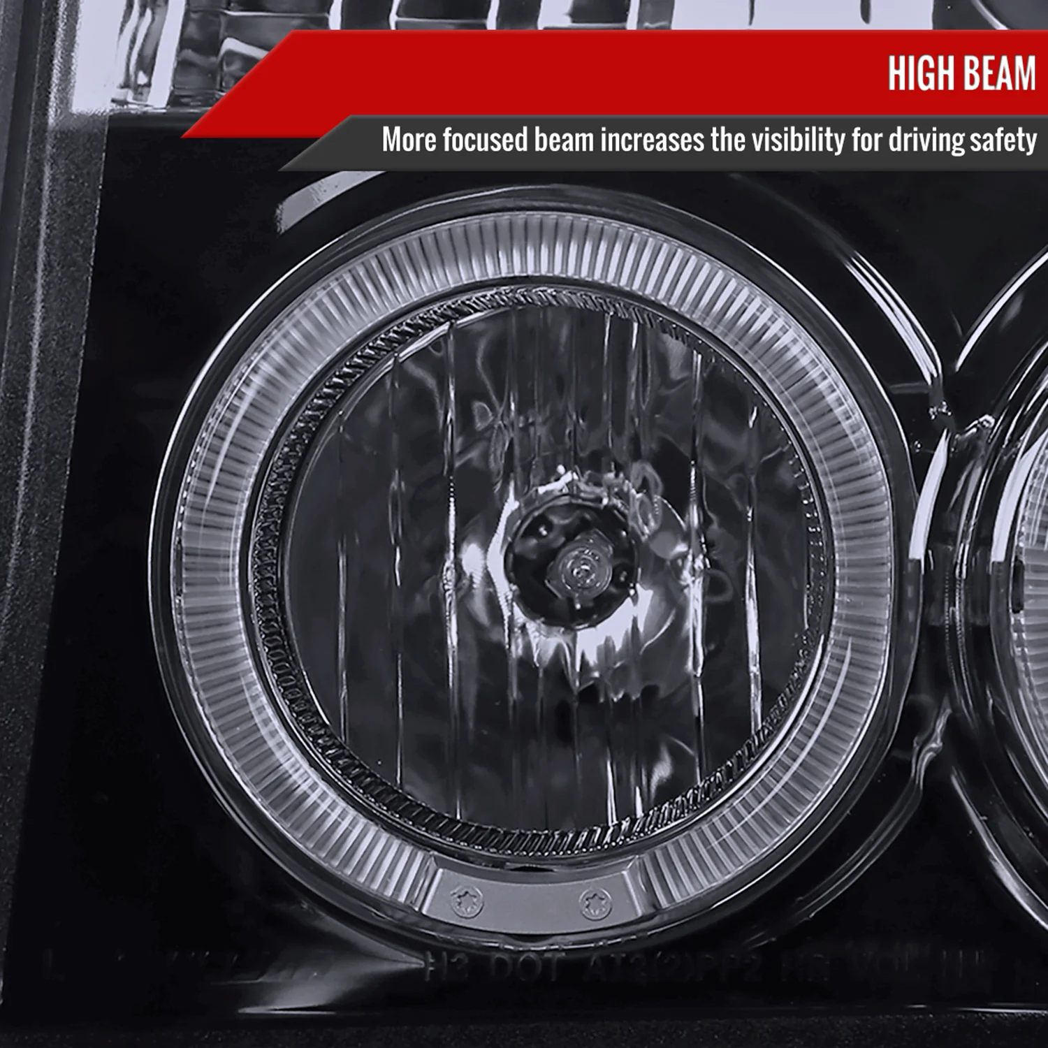 1992-1996 Ford F-150 F-250 F-350 Bronco Dual Halo Projector Headlights Smoke - Image 3