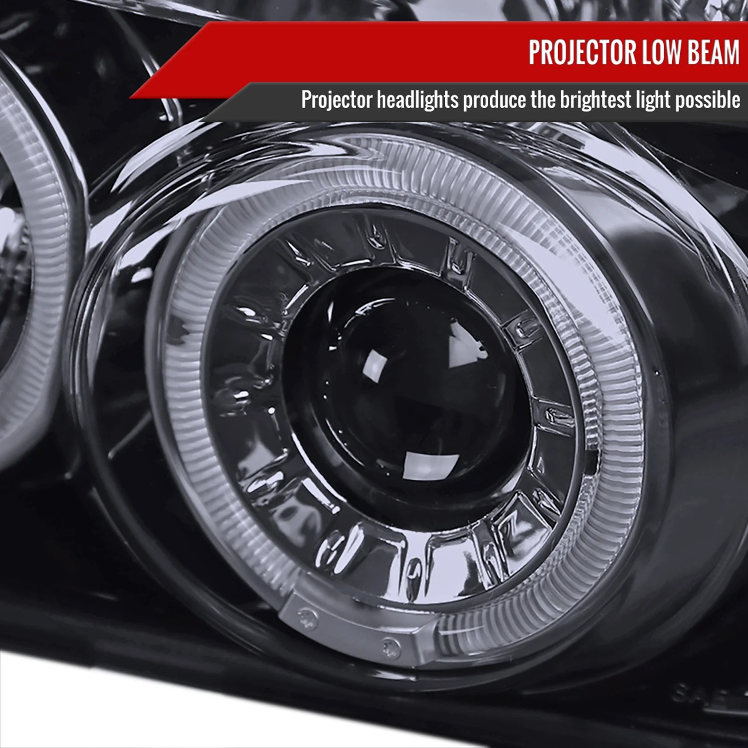 1992-1996 Ford F-150 F-250 F-350 Bronco Dual Halo Projector Headlights Smoke - Image 4