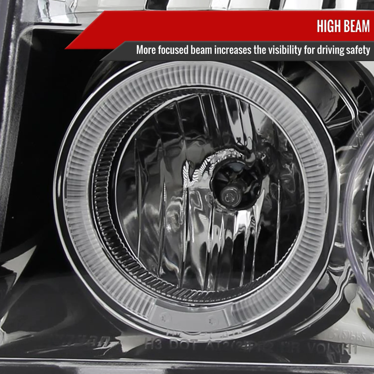 1992-1996 Ford F150 F-250 F-350 Bronco Dual Halo Projector Headlights Chrome - Image 3
