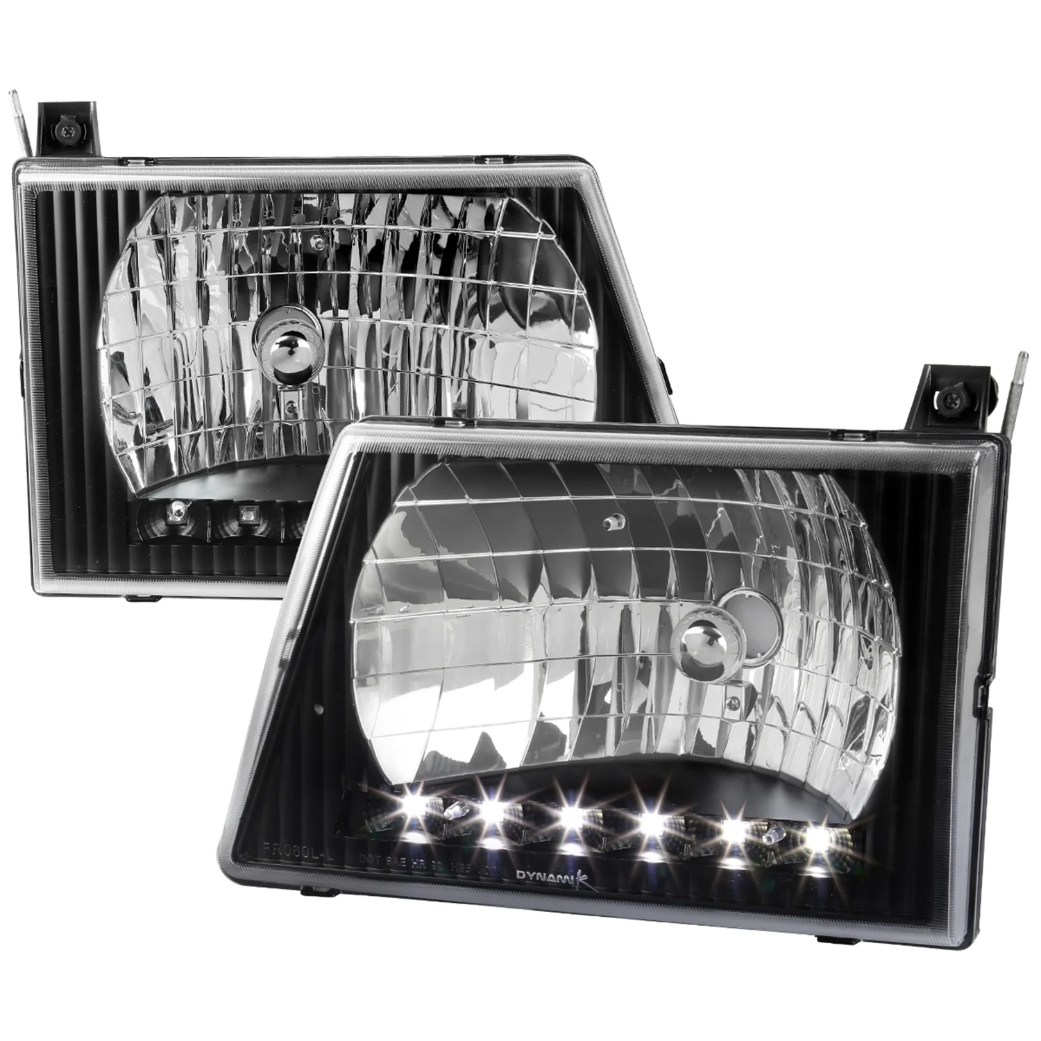 1992-2006 Ford Econoline Factory Headlights SMD LED Light Strip Matt Black