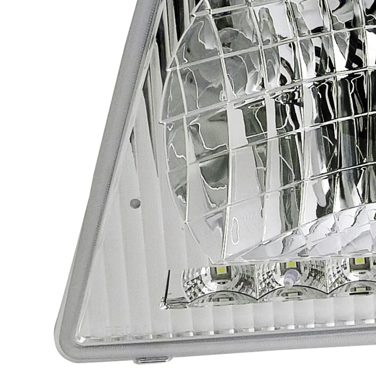 1992-2006 Ford Econoline Factory Headlights w/SMD LED Light Strip Chrome/Clear - Image 3