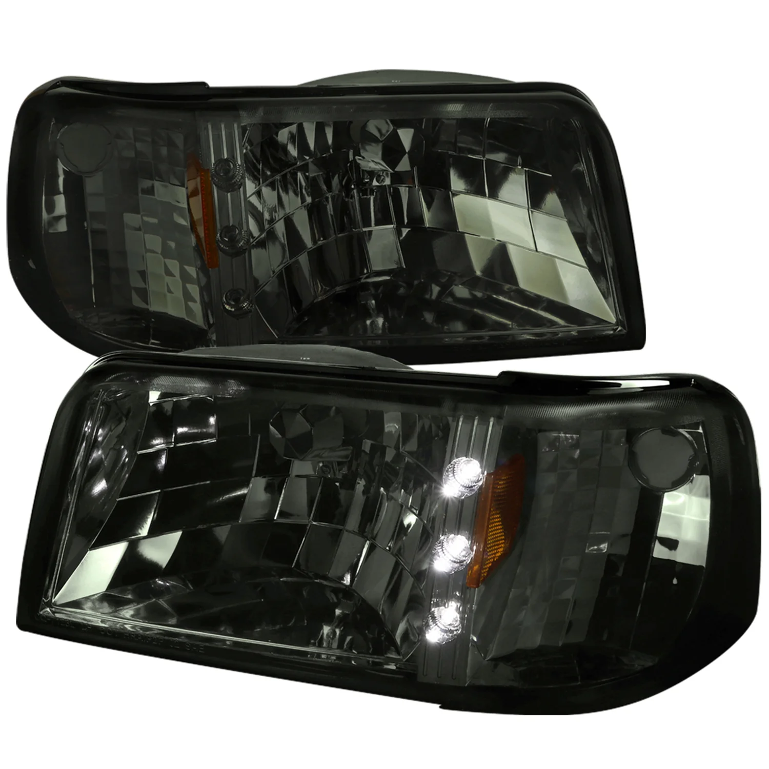 1993-1997 Ford Ranger Factory V2 Headlights w/Corner Lights Chrome/Smoke