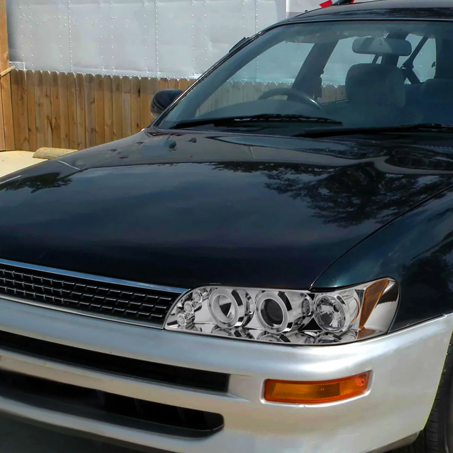 1993-1997 Toyota Corolla Dual Halo Projector Headlights Chrome/Clear Lens - Image 10