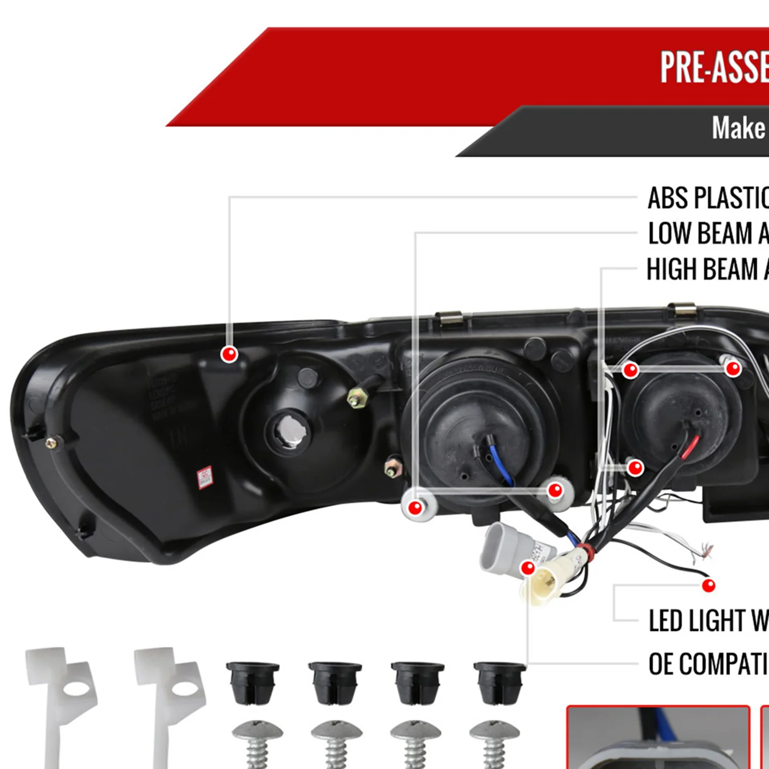 1993-1997 Toyota Corolla Dual Halo Projector Headlights Chrome/Clear Lens - Image 7