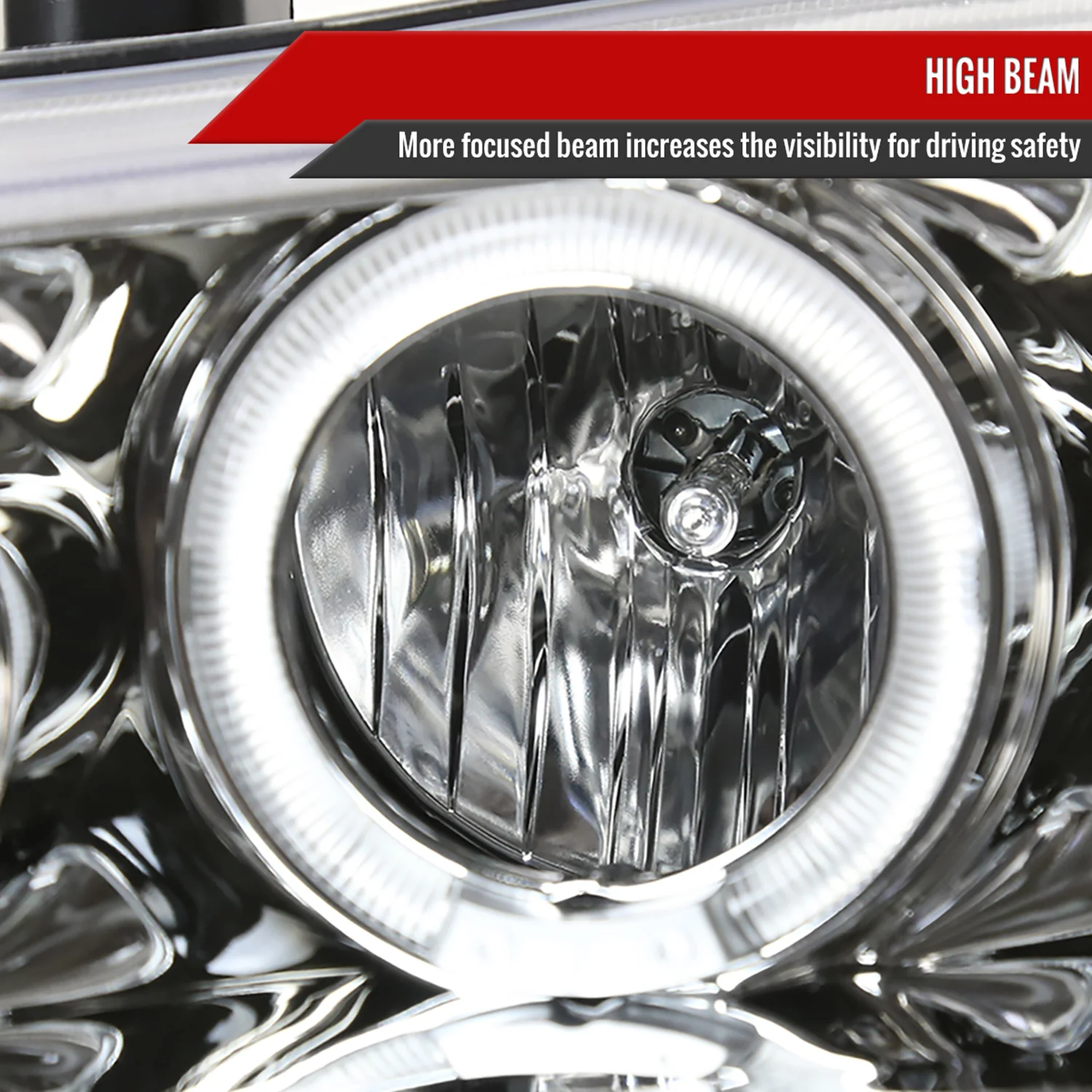 1994-1997 Honda Accord Dual Halo Projector Headlights Chrome/Clear Lens - Image 4