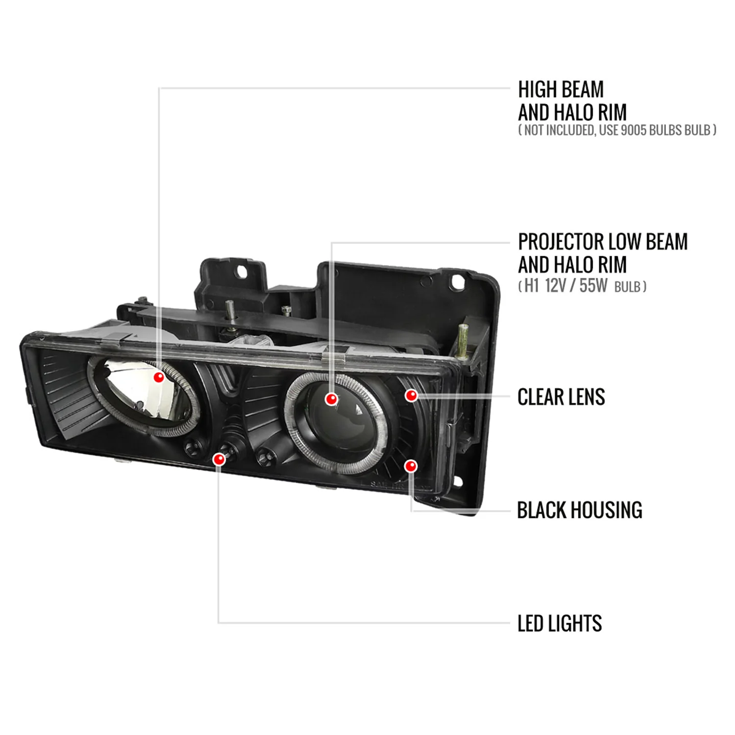 1994-1998 Chevy C/K 1500 2500/Tahoe Dual Halo Headlights & Corner Signal - Image 7