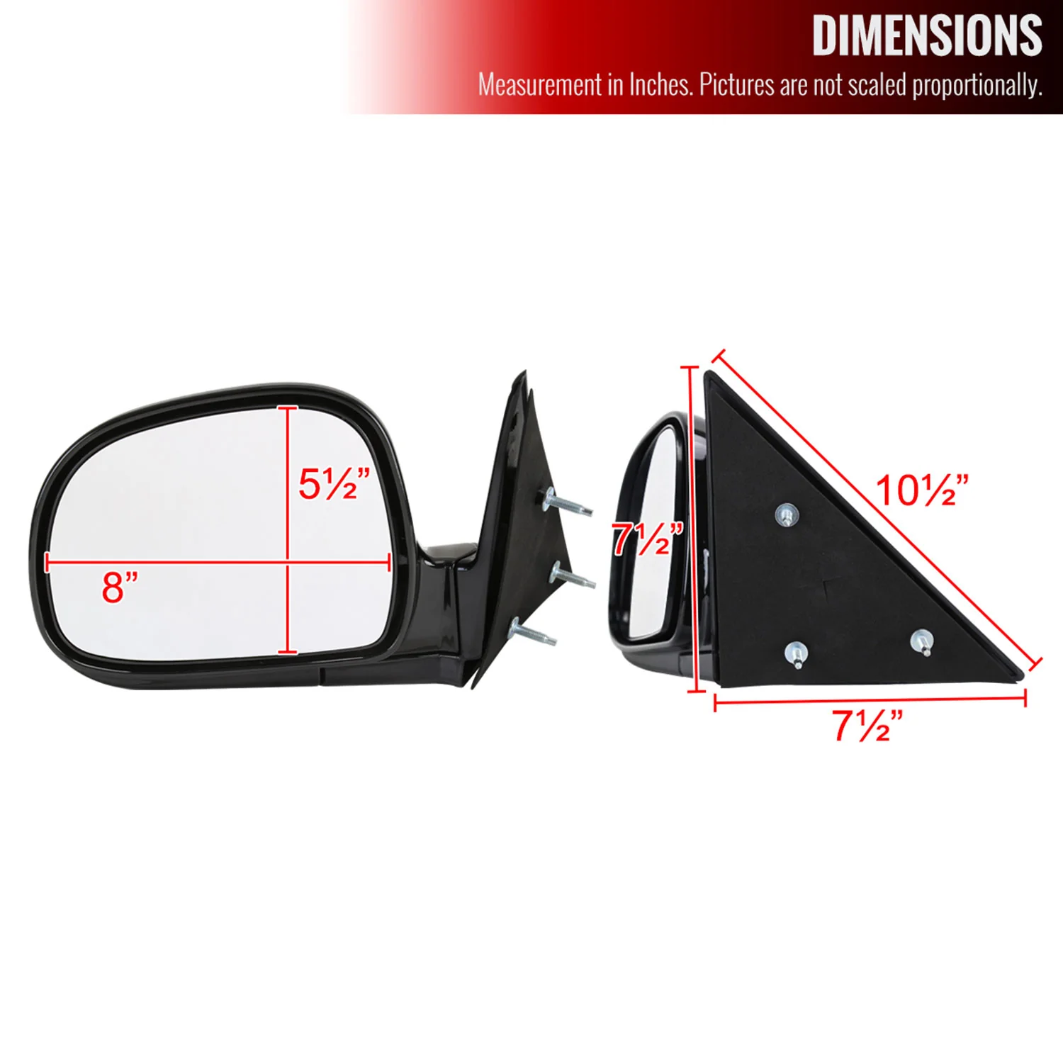 1994-1998 Chevy S10/1994-1998 GMC S15 Black Manual Adjustment Side Mirror - Image 8