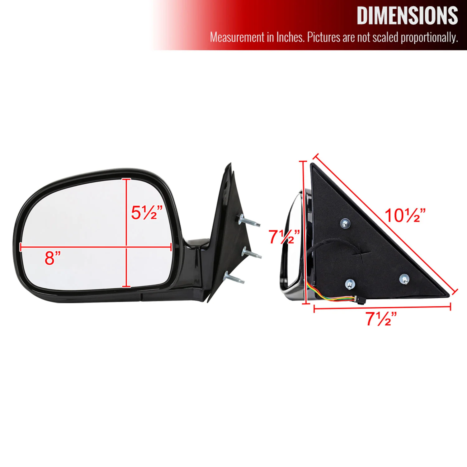 1994-1998 Chevy S10/Blazer GMC Sonoma Glossy Black Passenger Side Mirror - Image 8