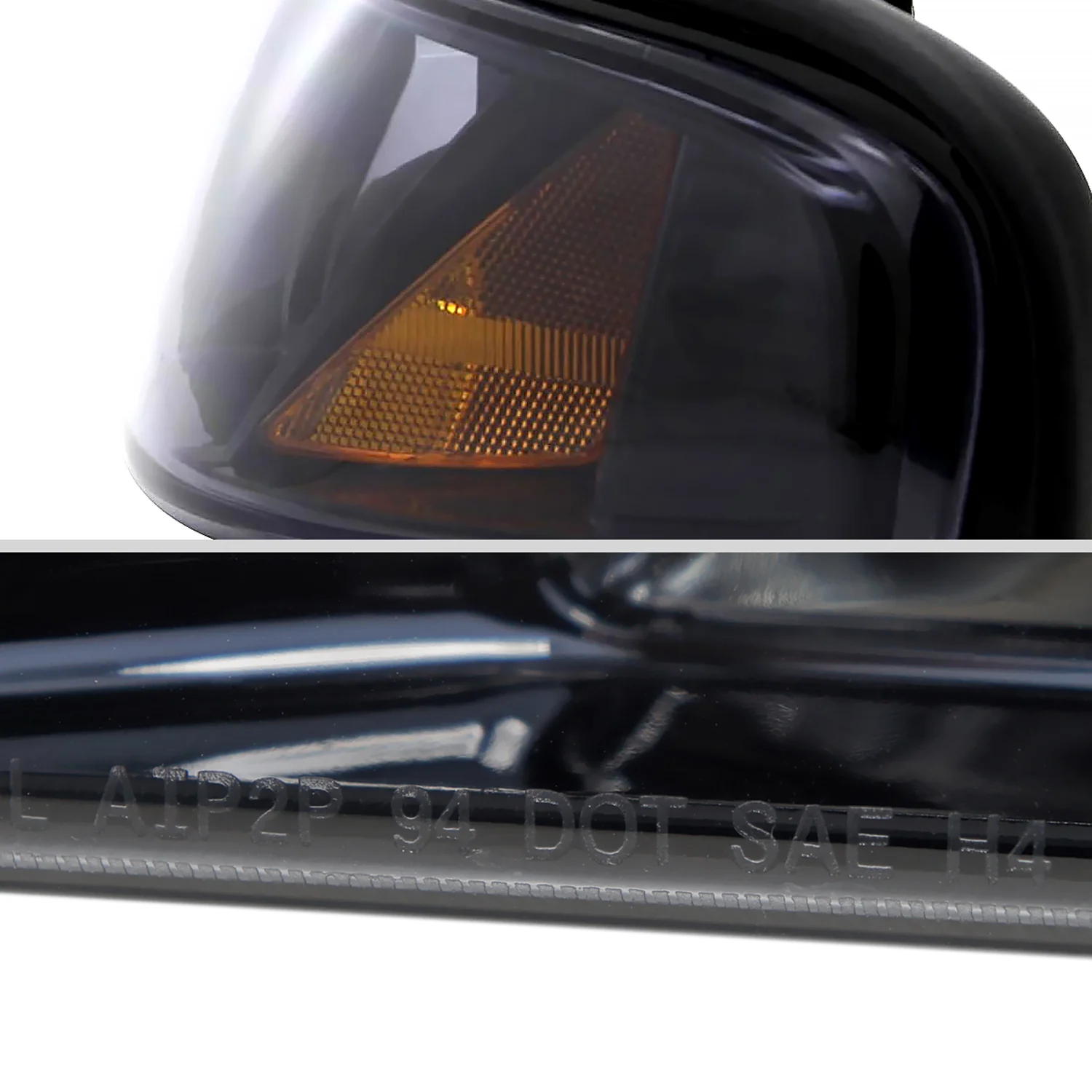 1994-1998 Ford Mustang 1PC Crystal Headlights w/Amber Reflectors Chrome/Smoke - Image 5