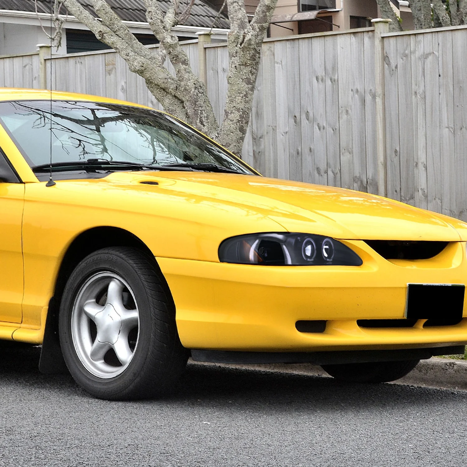 1994-1998 Ford Mustang Dual Halo V2 Projector Headlights Glossy Black/Smoke - Image 10