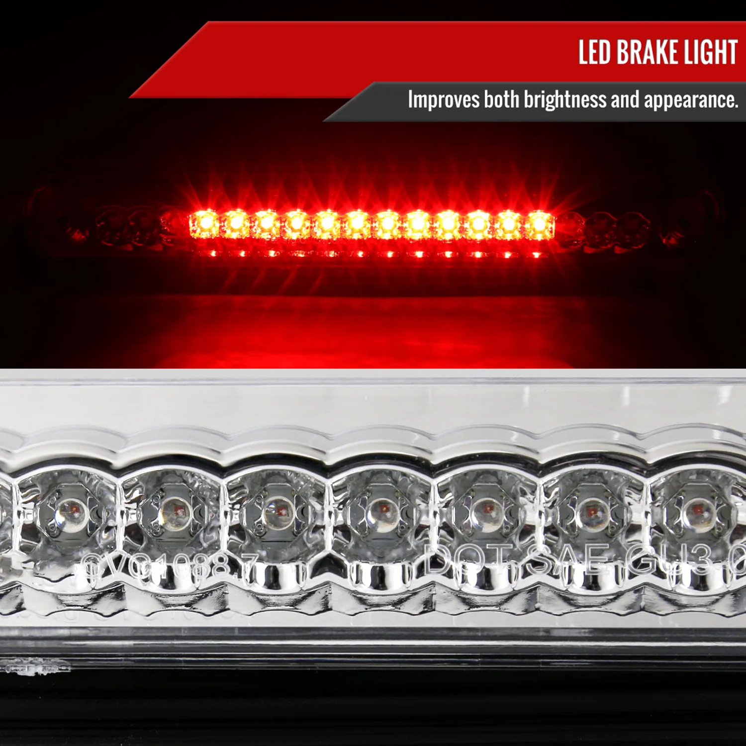 1994-2000 Chevrolet GMC C/K LED 3rd Brake Light Chrome Housing/Clear Lens - Image 4