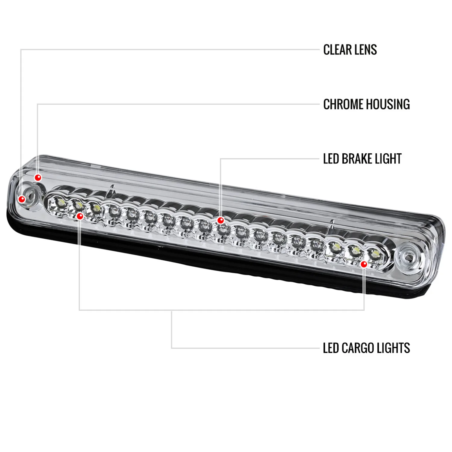 1994-2000 Chevrolet GMC C/K LED 3rd Brake Light Chrome Housing/Clear Lens - Image 8