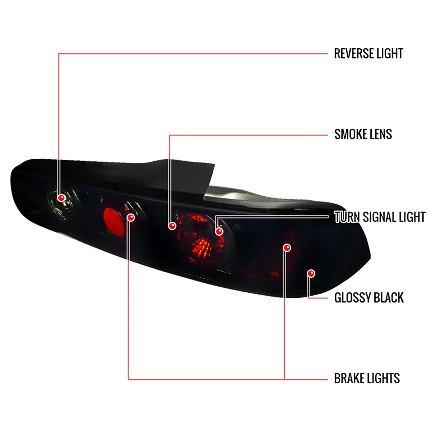 1994-2001 Acura Integra Hatchback Tail Lights Glossy Black/Smoke Lens - Image 9