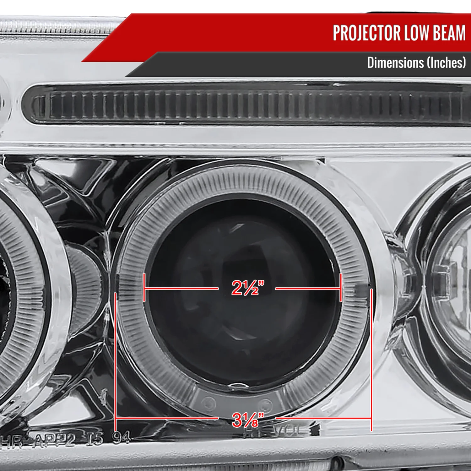 1994-2001 Dodge RAM 1500 2500 3500 Dual Halo Projector Headlights Chrome/Clear - Image 3