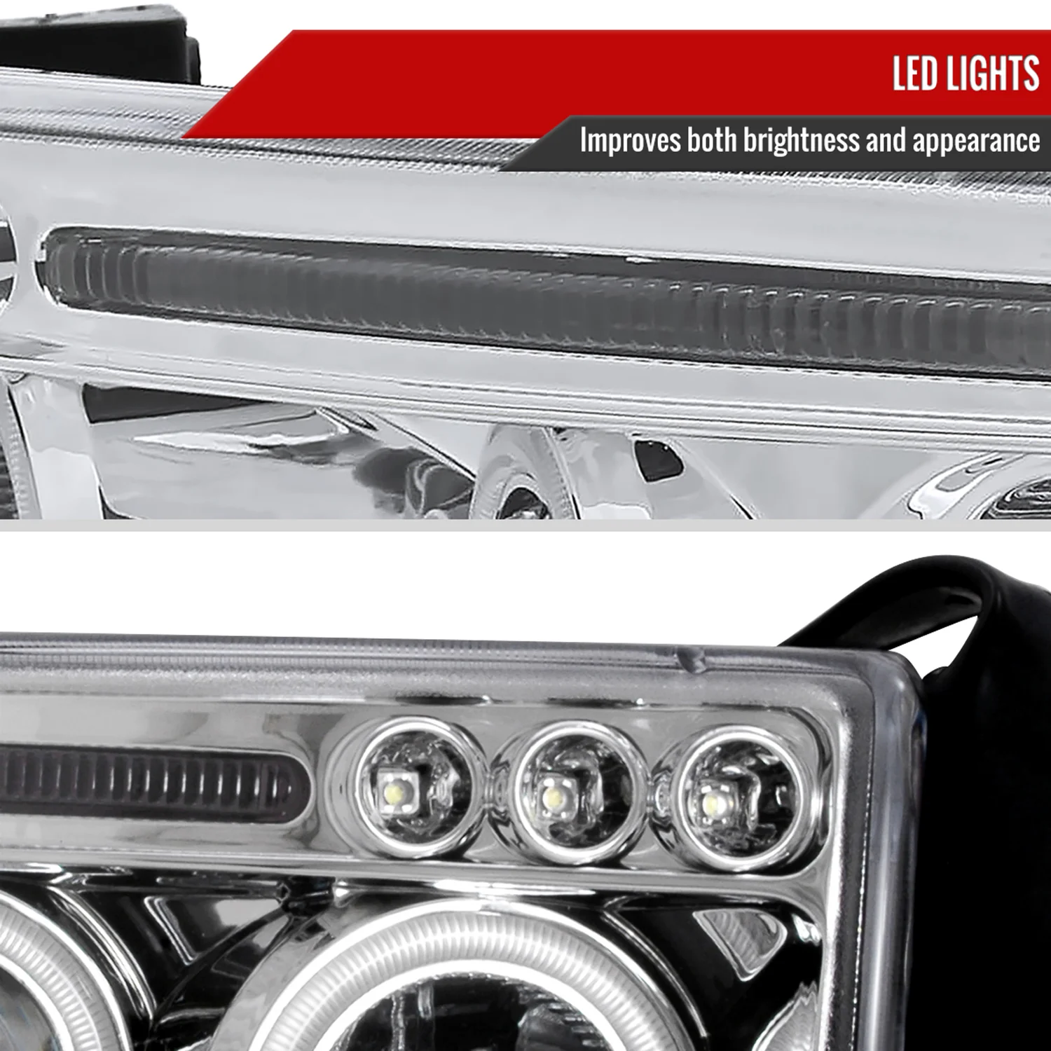 1994-2001 Dodge RAM 1500 2500 3500 Dual Halo Projector Headlights Chrome/Clear - Image 5