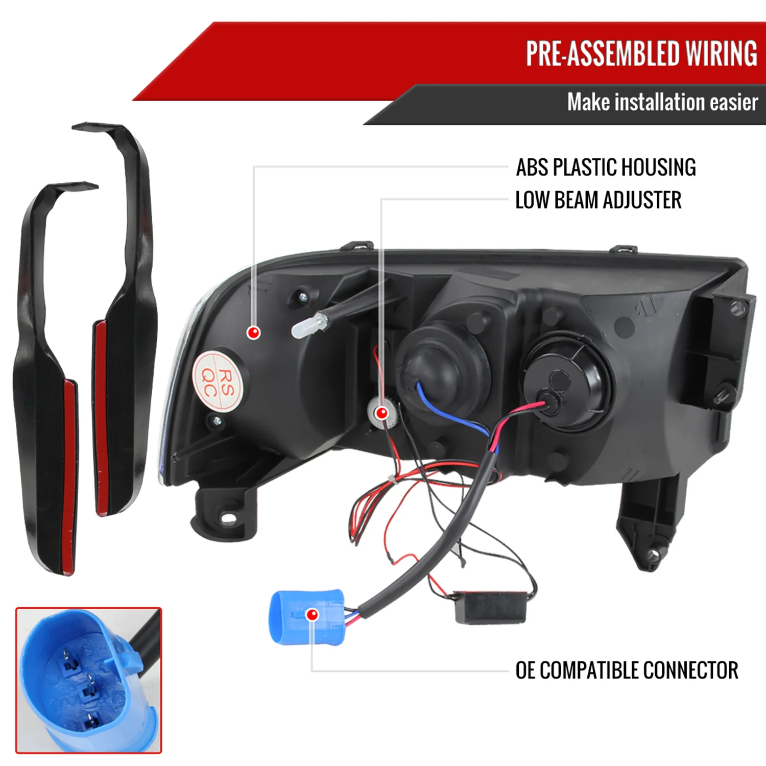1994-2001 Dodge RAM 1500/ 94-2002 RAM 2500 3500 Projector Headlights Matte Black - Image 7