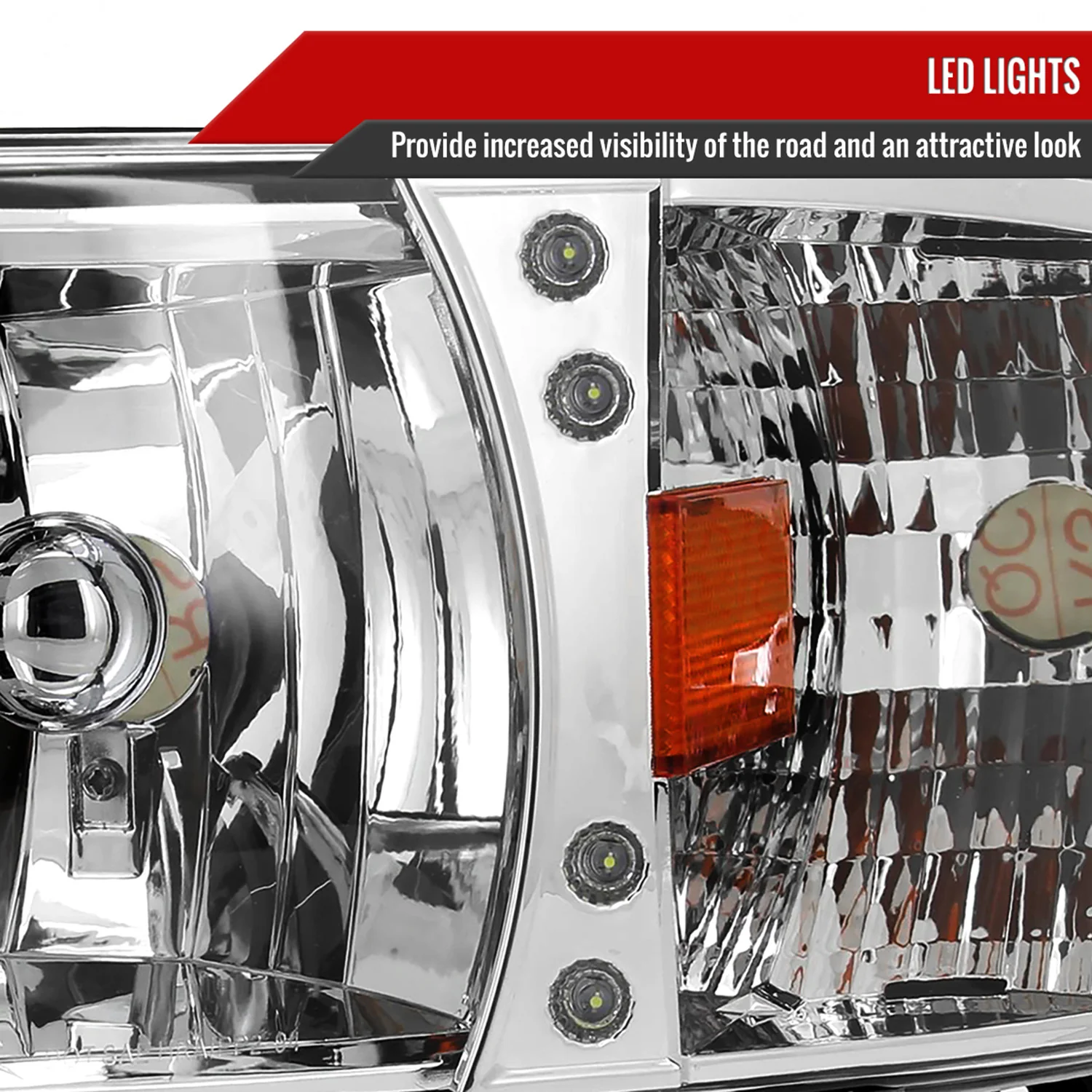 1994-2001 Dodge RAM 1500/ RAM 2500 3500 Crystal Headlights Chrome - Image 4
