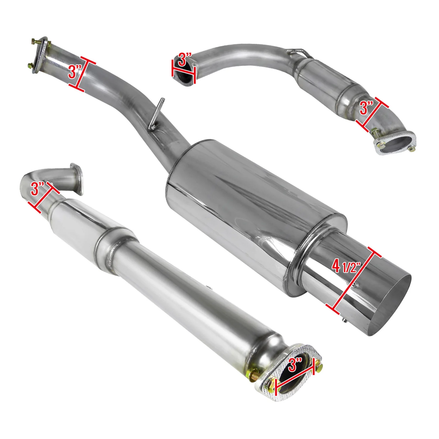 1995-1999 Mitsubishi Eclipse GST 2.0L Turbo Steel N1 Catback Exhaust - Image 9